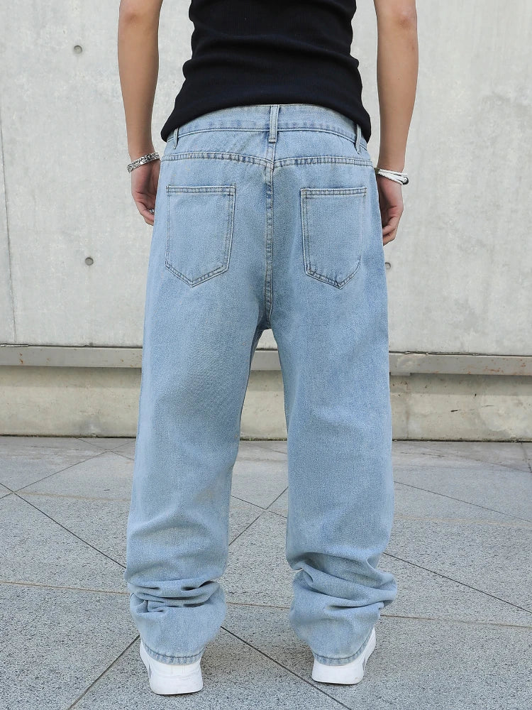Baggy wide-leg jeans, side view