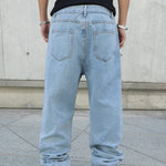 Baggy wide-leg jeans, side view