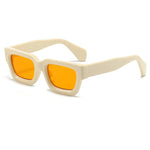 Beige And Yellow Oversized thick frame square sunglasses — lifestyle shot 04