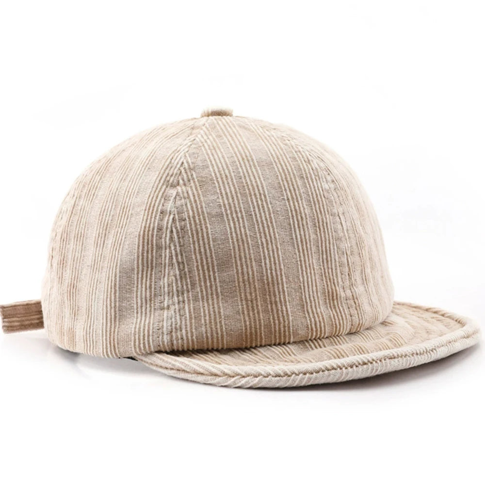 Beige  Baseball Cap Short brim corduroy baseball cap, crown detail