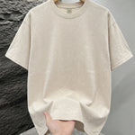 Beige Mineral washed oversized graphic tee, lifestyle shot 5