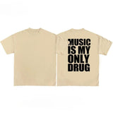 3 Music Is My Only Drug oversized graphic tee, side view