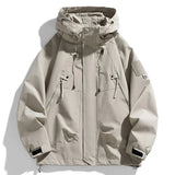 Beige hooded jacket on a white background