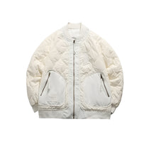quilted bomber jacket beige