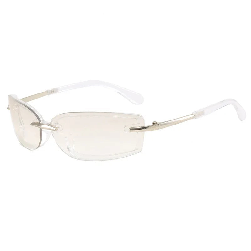 Sunglasses with a clear lens and gold frame on a white background, labeled 'C6'.