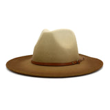 Urban Wide-Brim Felt Fedora with Leather Band