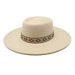 Beige wide-brim felt fedora hat, flat-lay product shot