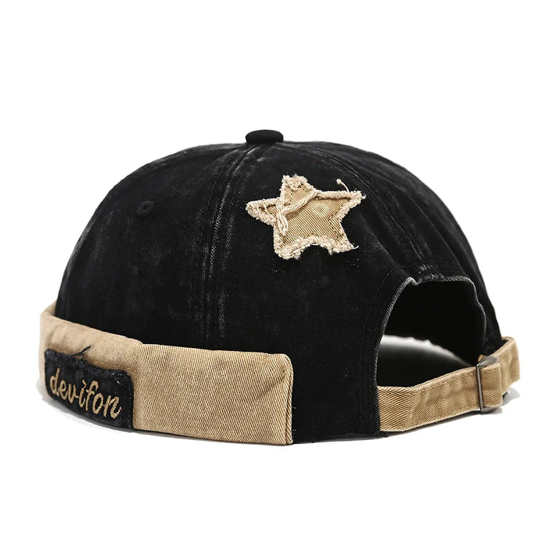 Black Acid wash brimless cotton cap alternate colorway
