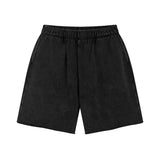 Black Acid wash sweat shorts flat lay, fabric detail