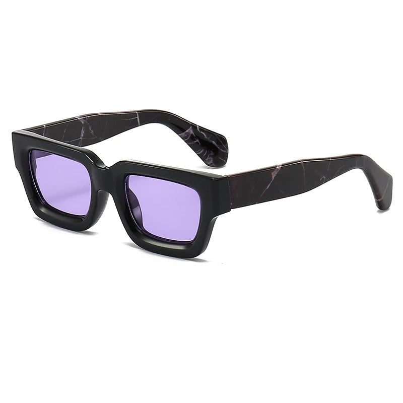 Black And Purple Oversized thick frame square sunglasses — lifestyle shot 07