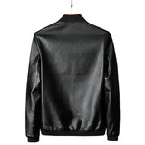 Black leather jacket on a gray background
