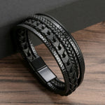 Black Beaded leather layered bracelet, packaging view
