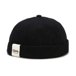Black Brimless cotton skull cap, flat lay