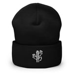 Black Cactus cuffed knit beanie, front view