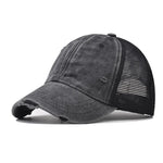 Black Distressed vintage wash trucker hat, third lifestyle shot