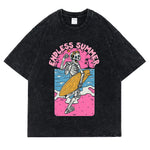 Black Model wearing Endless Summer Skeleton graphic tee — crew neck, short sleeve, vintage fit