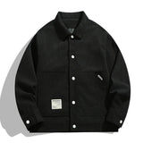 Black jacket with white buttons on a white background