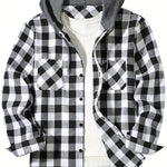 Black Hooded flannel shirt, back view