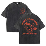 Black More Espresso Less Depresso cotton graphic tee — casual styled look