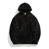 Black Oversized shaggy fleece hoodie, front view