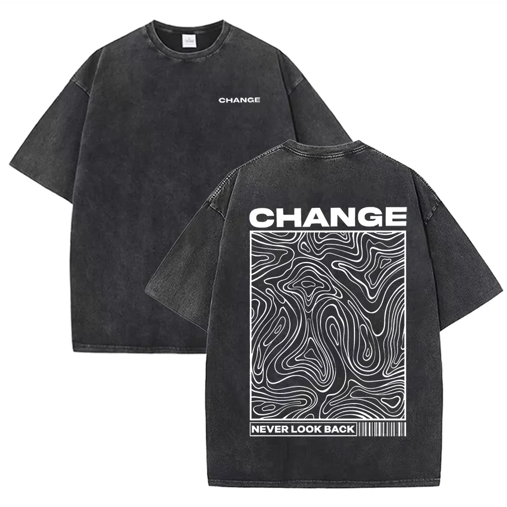 Black Oversized vintage wash graphic tee — worn back view