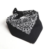 Black Paisley bandana flat lay at an angle