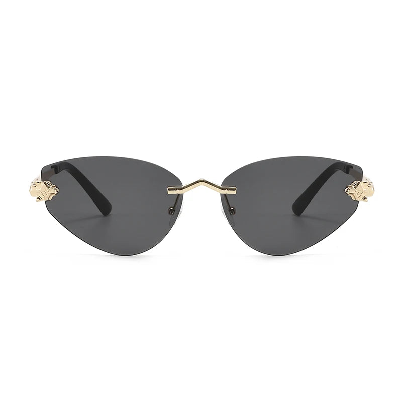 Sunglasses with gold accents on a white background