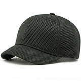 Black Close-up of breathable mesh back panels on short brim snapback cap