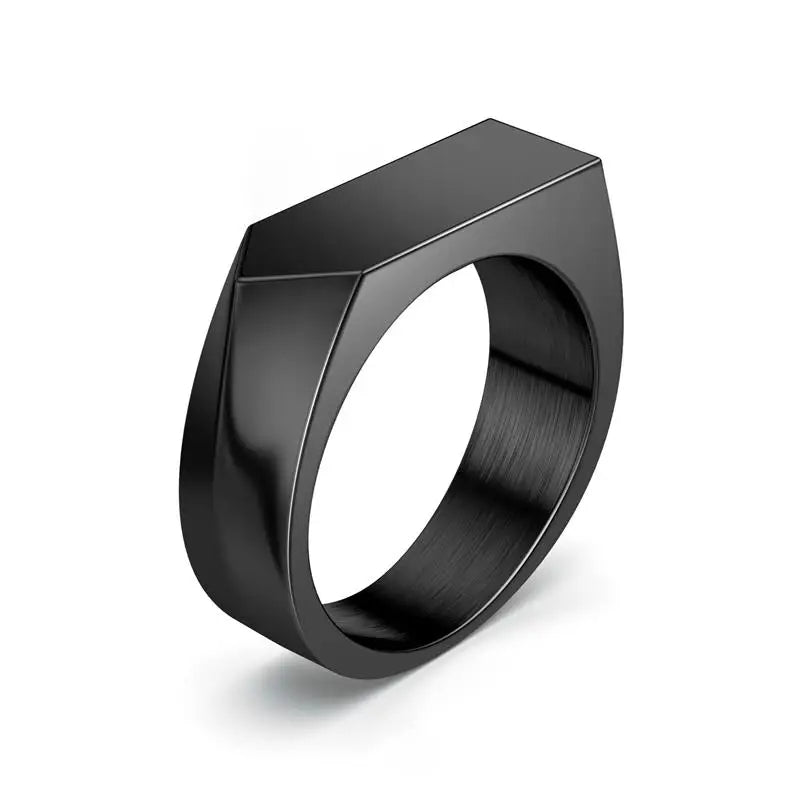 Unisex Square Signet Ring – Stainless Steel Flat Top Band