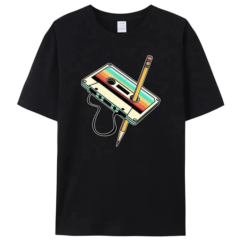 Black Vintage graphic tee, front view