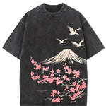 Black Vintage wash oversized graphic tee, front view