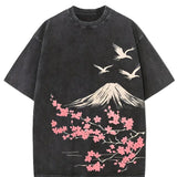 Black Vintage wash oversized graphic tee, front view