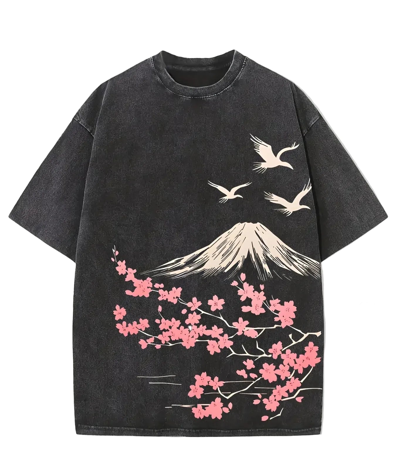 Black Vintage wash oversized graphic tee, front view