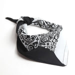 Black White Paisley bandana fabric texture close-up