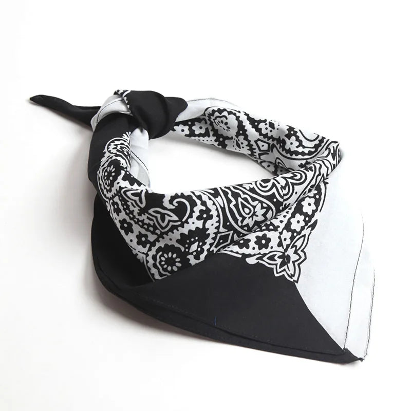 Black White Paisley bandana fabric texture close-up