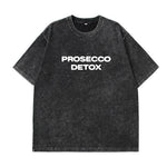 Black-White Prosecco Detox graphic tee — dark grey colourway flat lay
