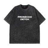 Black-White Prosecco Detox graphic tee — dark grey colourway flat lay