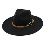 Black Wide brim detail of print fedora hat