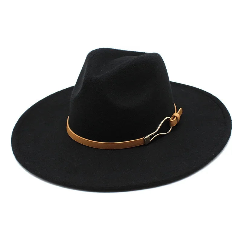 Black Wide brim detail of print fedora hat