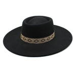 Black wide-brim felt fedora hat colorway
