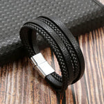 Blackw Beaded leather layered bracelet worn on wrist, second view
