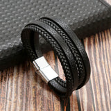 Blackw Beaded leather layered bracelet worn on wrist, second view