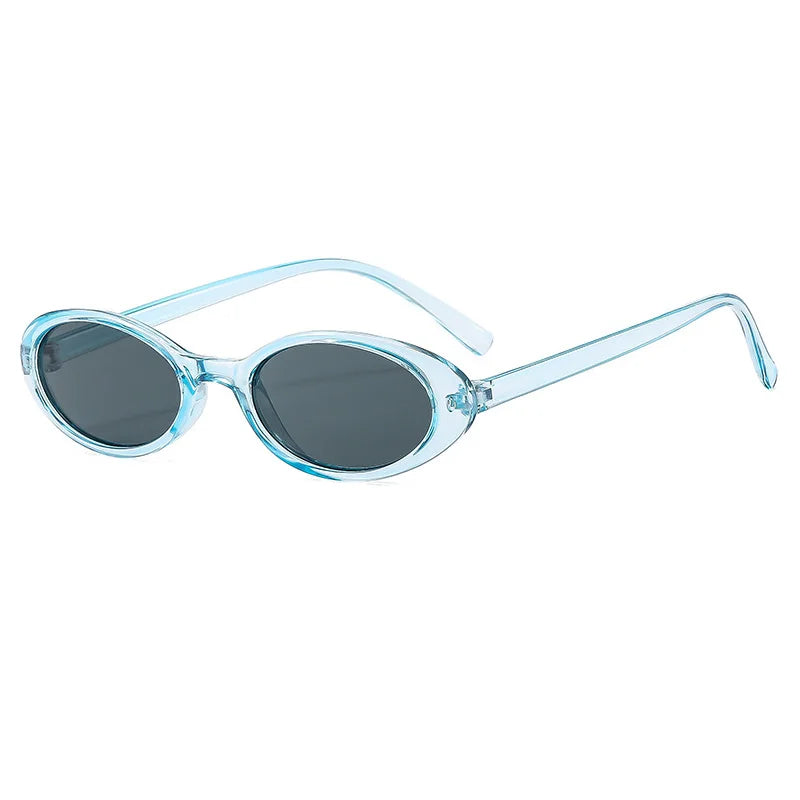 Blue-Black Small oval cat eye sunglasses, alternate colorway flat lay