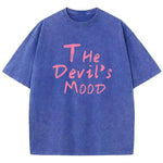 Blue Devil's Mood washed oversized graphic tee styled with low-rise denim