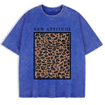 Blue leopard print oversized tee — styled outfit shot
