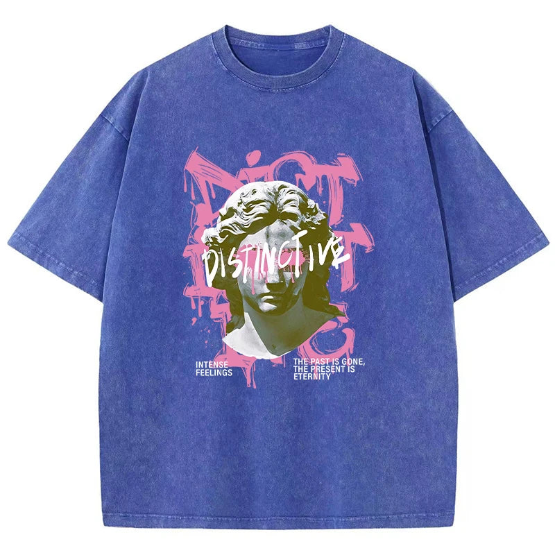 Blue Women's oversized graphic streetwear tee styled with casual bottoms