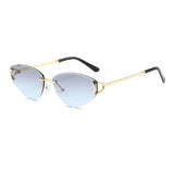 Sunglasses with gold frame and blue arms on a white background