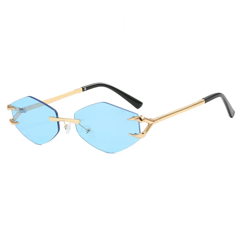 Sunglasses with gold frame and black arms on a white background