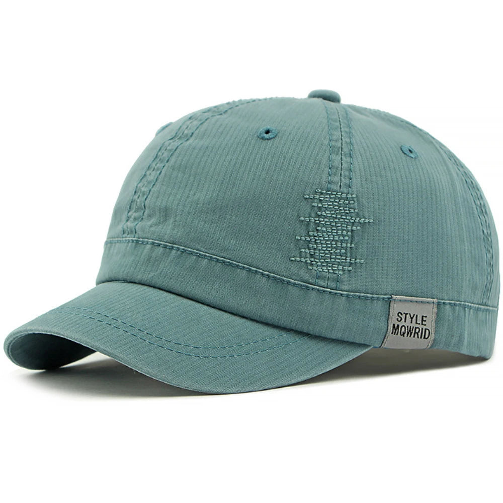 Blue Short brim baseball cap — front view