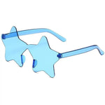 Blue Star-shaped transparent jelly sunglasses, alternate angle